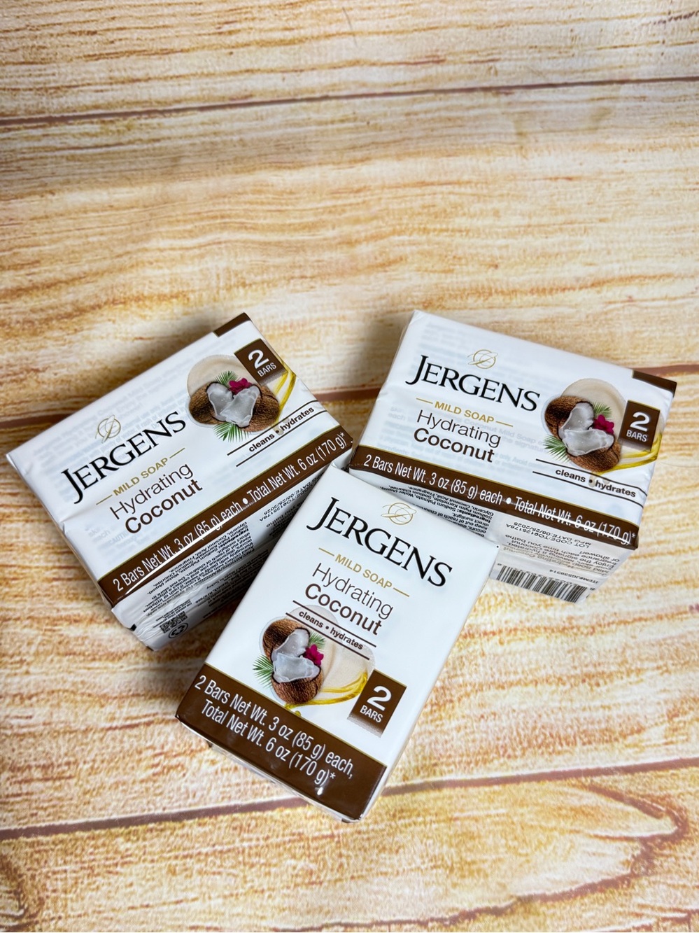 JERGENS Mild Soap Hydrating Coconut 3 Pks 3 Oz Bars (6 Total Bars)